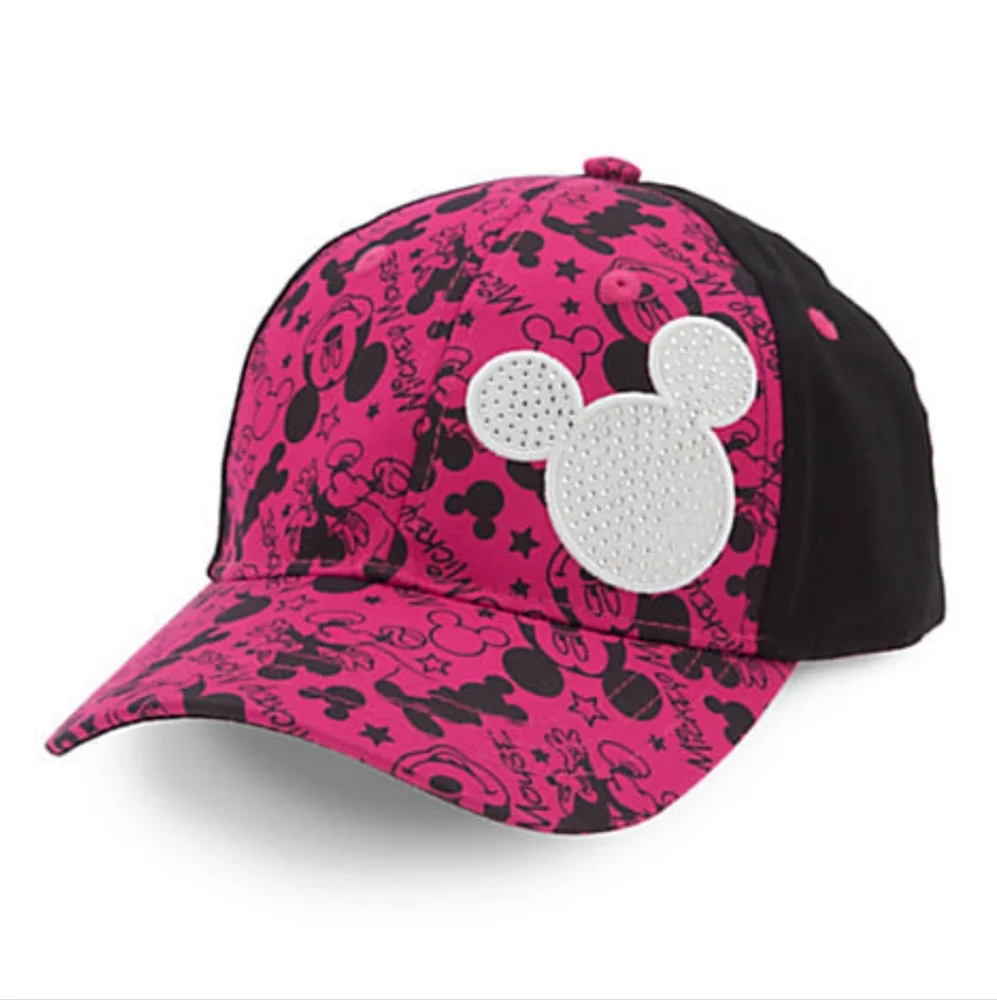 Disney Parks Youth Pink and Black Mickey Mouse Baseball Hat